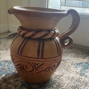 Rustic Tan Ceramic Pitcher
